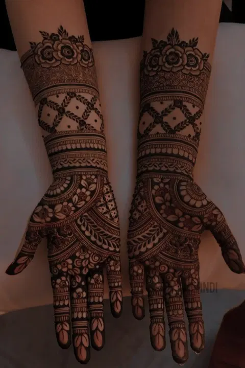 arabic bridal front hand mehndi design