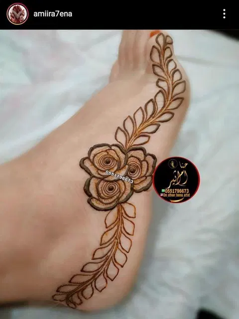 arabic simple flower foot mehndi design
