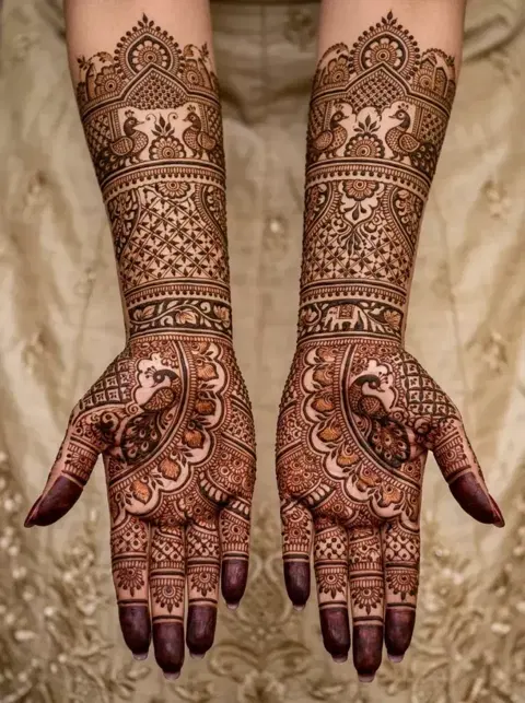 bridal front hand mehndi design