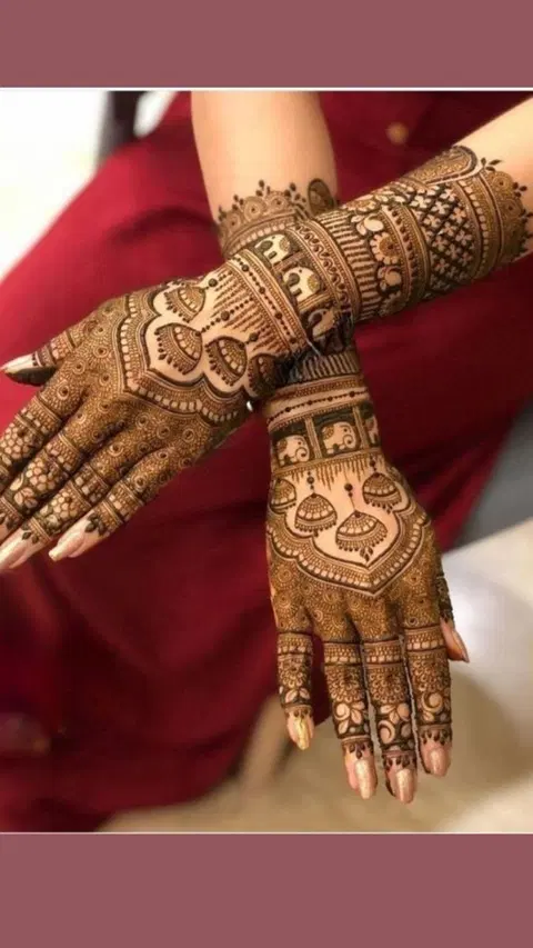 bridal indian figure back hand mehndi design