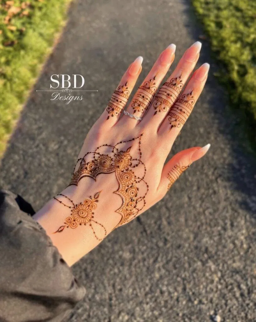 Aesthetic Simple Back Hand Mehndi Design for Eid (4)