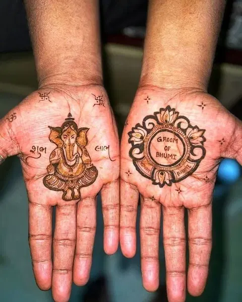 bridal royal deity front hand mehndi design
