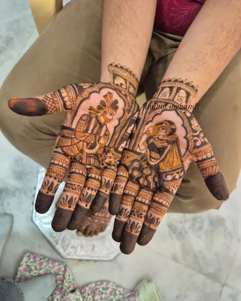 bridal royal circle finger mehndi design