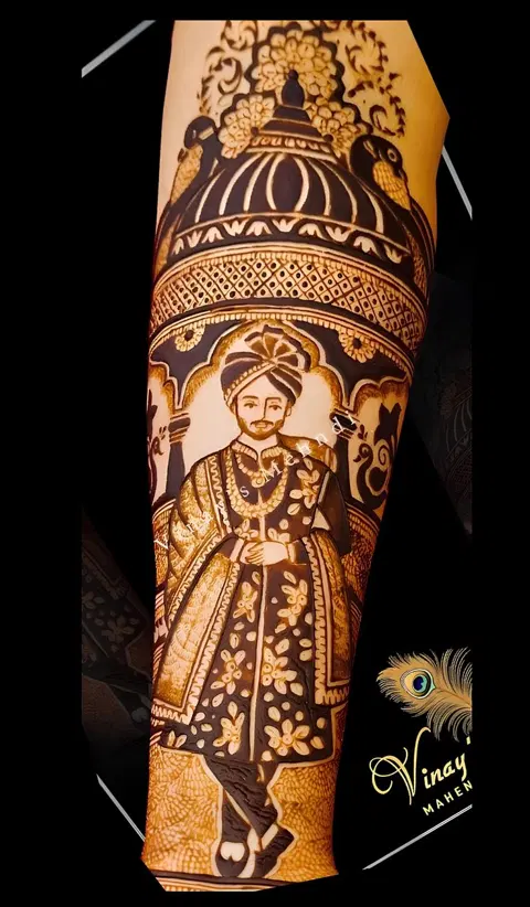 royal deity arm mehndi design