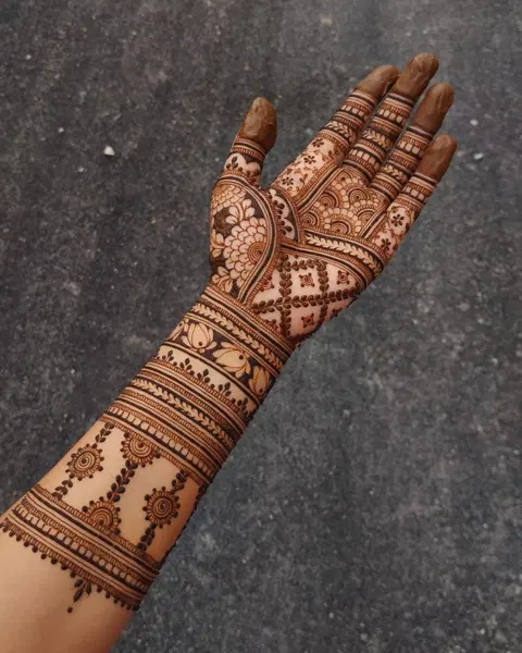 bridal indian back hand mehndi design