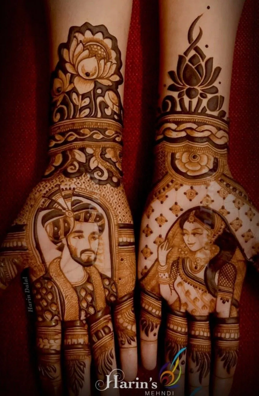 Bridal Royal Back Hand Mehndi Design with Deity and Figures (12)