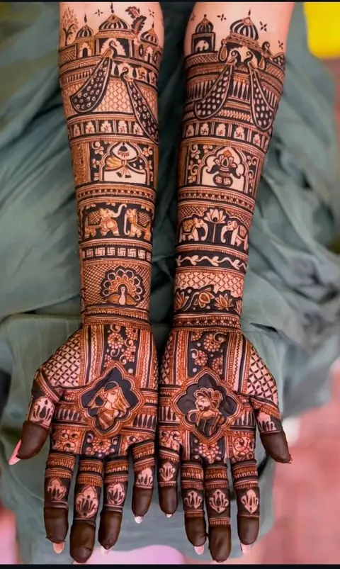 bridal indian figure front hand mehndi design