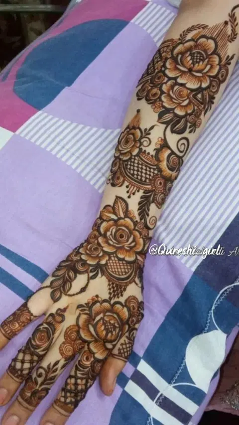 aesthetic arabic flower arm mehndi design