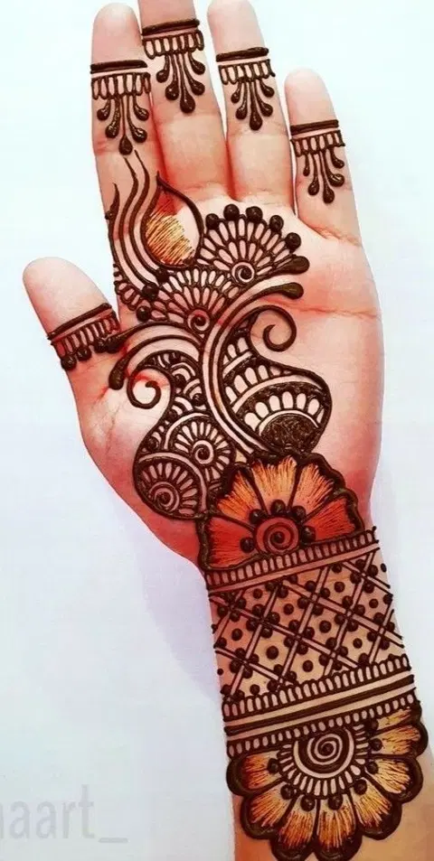 arabic bridal circle front hand mehndi design
