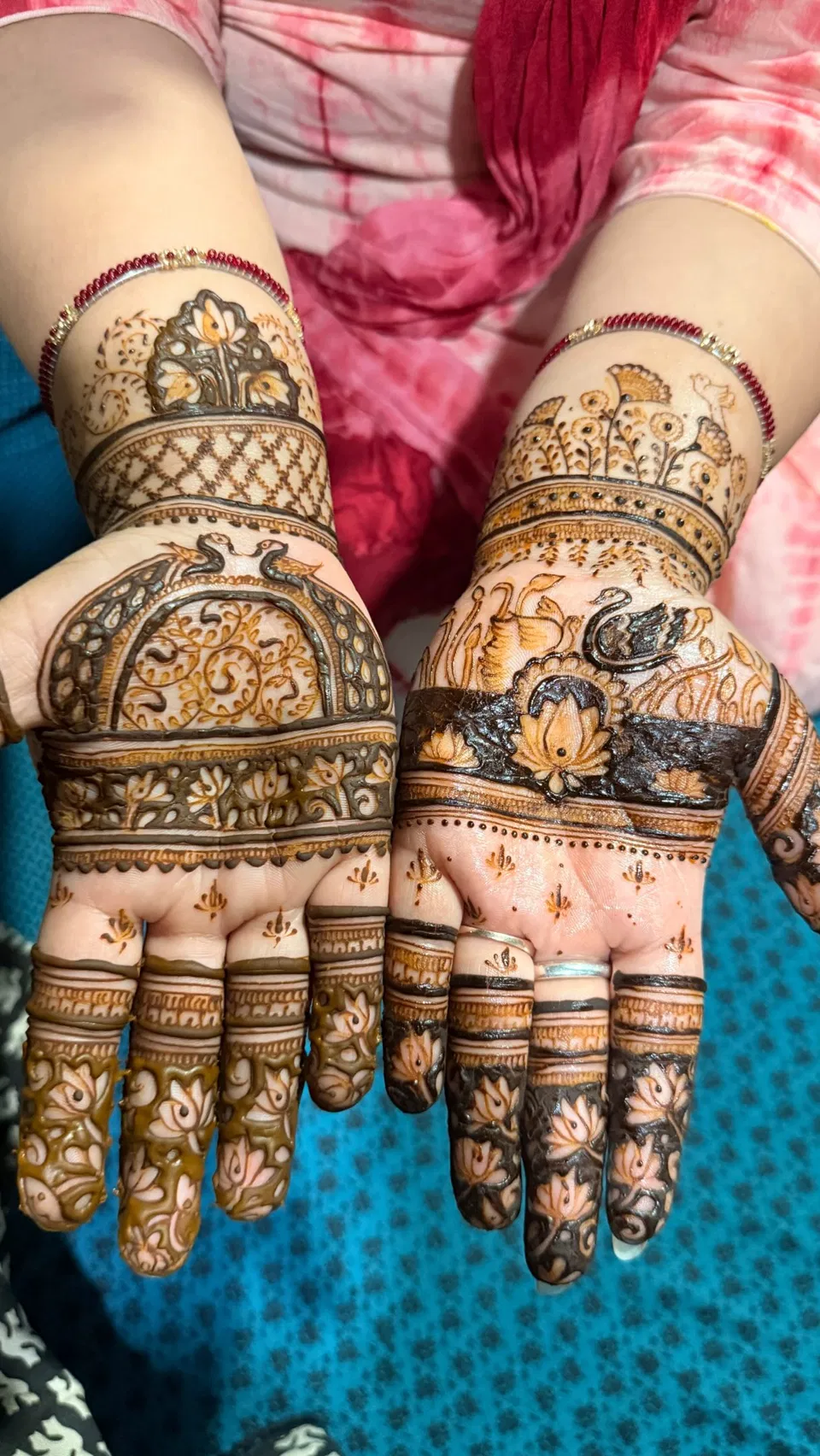 Full Hand Mehndi Design with Figures and Hearts