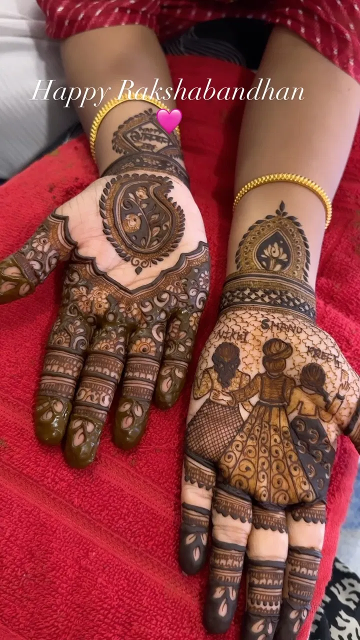 Back Hand Mehndi Design with Figures