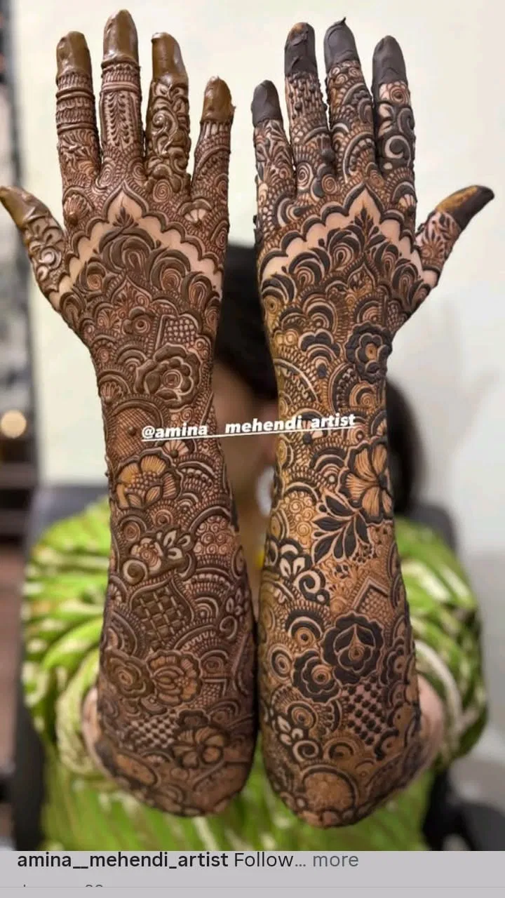 Arabic Bridal Back Hand Mehndi Design with Figures and Jaal (4)