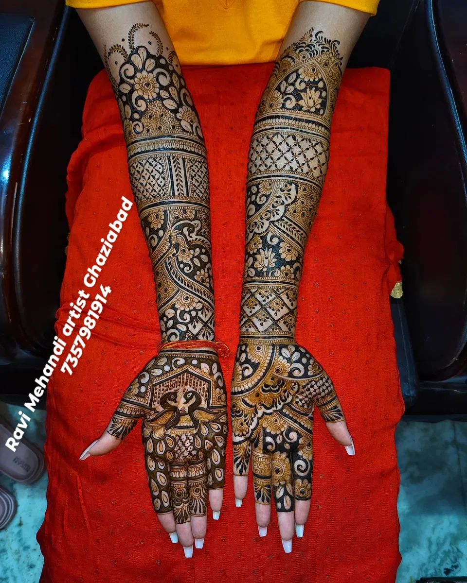 Full Hand Mehndi Design with Figures (2)