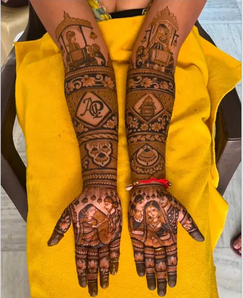 bridal indian figure full hand mehndi design