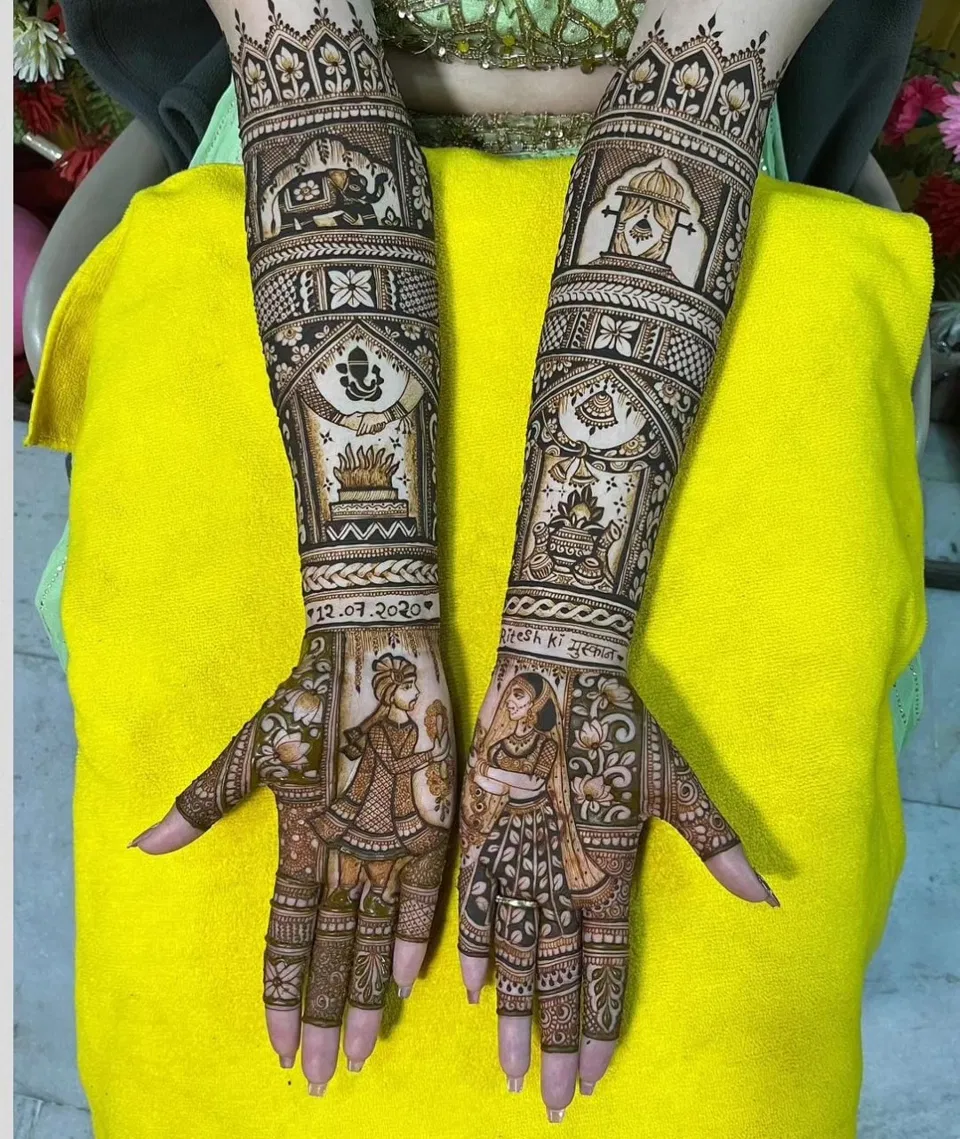 Full Hand Mehndi Design with Figures (6)