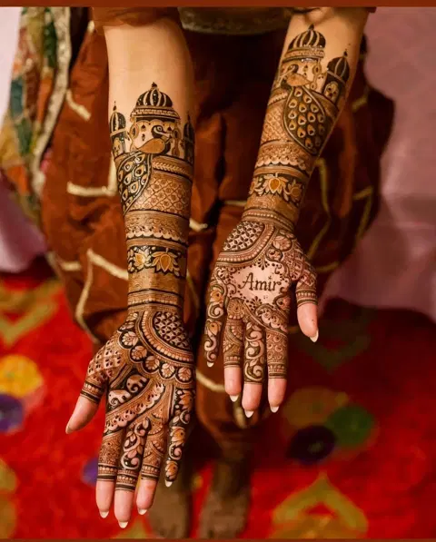 royal figure front hand mehndi design