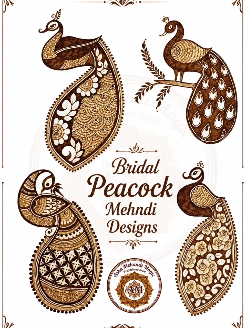 Bridal Indian Finger Mehndi Design with Moon and Peacock