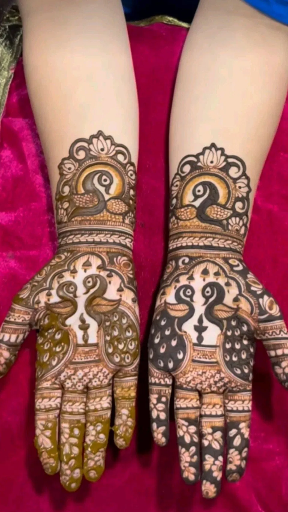 Bridal Indian Arm Mehndi Design with Figures and Peacock