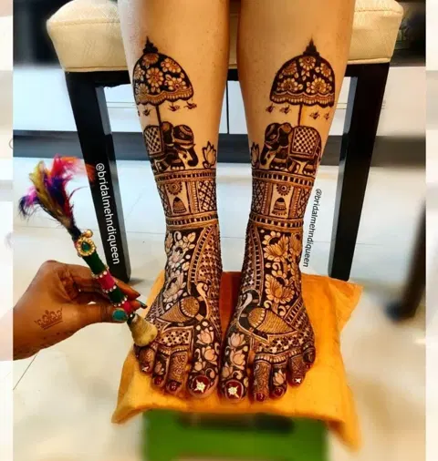 bridal indian figure foot mehndi design