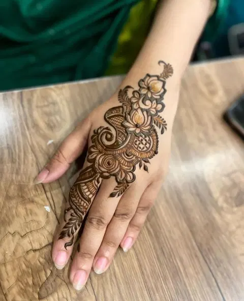 arabic flower back hand mehndi design
