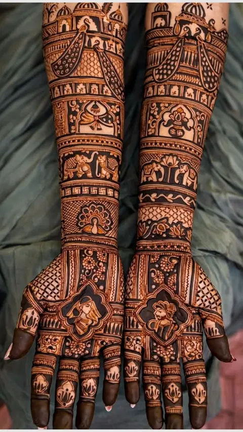 bridal stylish figure back hand mehndi design