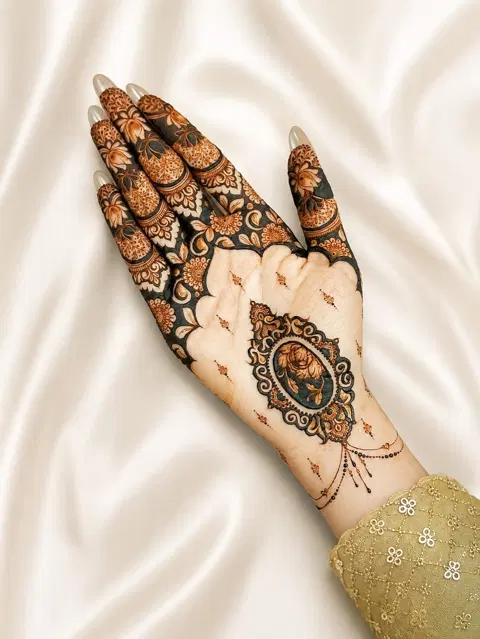 arabic jaal back hand mehndi design