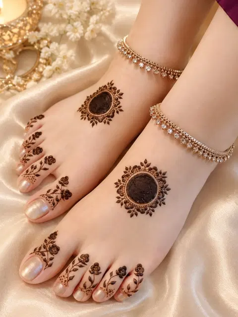 simple circle back hand mehndi design