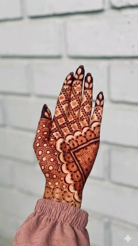 pakistani stylish circle front hand mehndi design