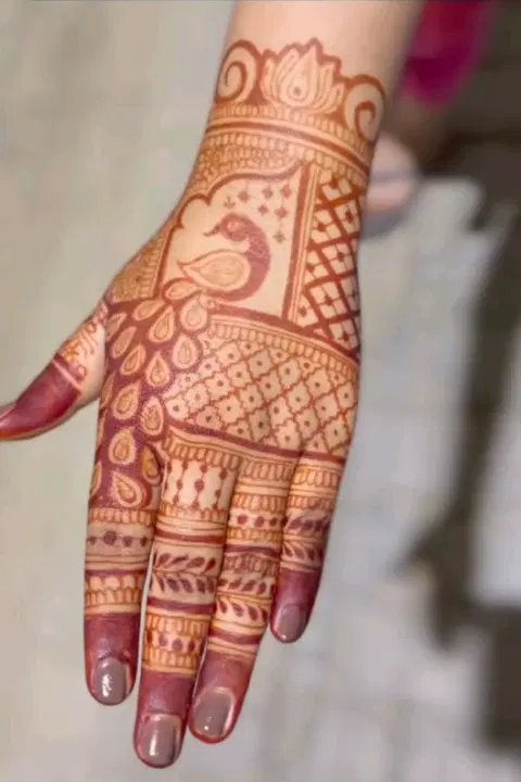 aesthetic bridal circle back hand mehndi design