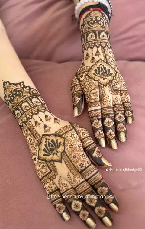 bridal simple circle front hand mehndi design