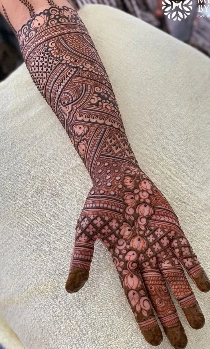 Bridal Stylish Arm Mehndi Design with Jaal