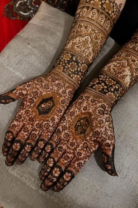 bridal indian flower arm mehndi design