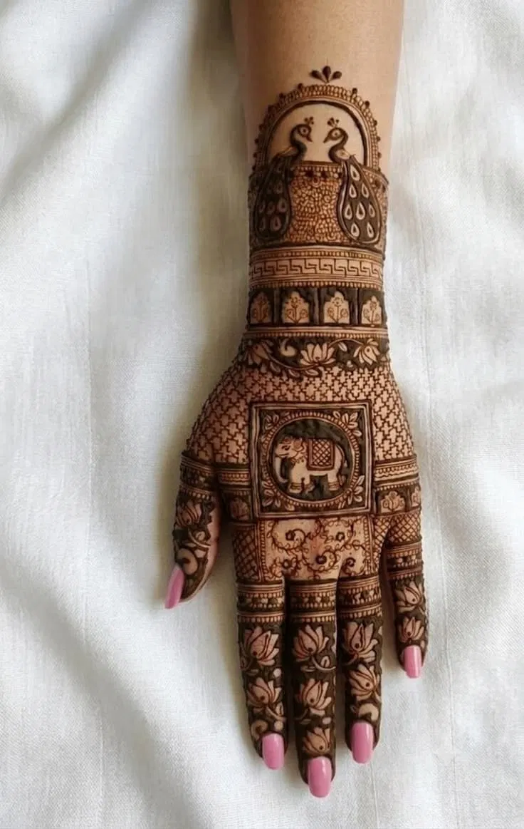 Bridal Indian Back Hand Mehndi Design for Engagement (2)