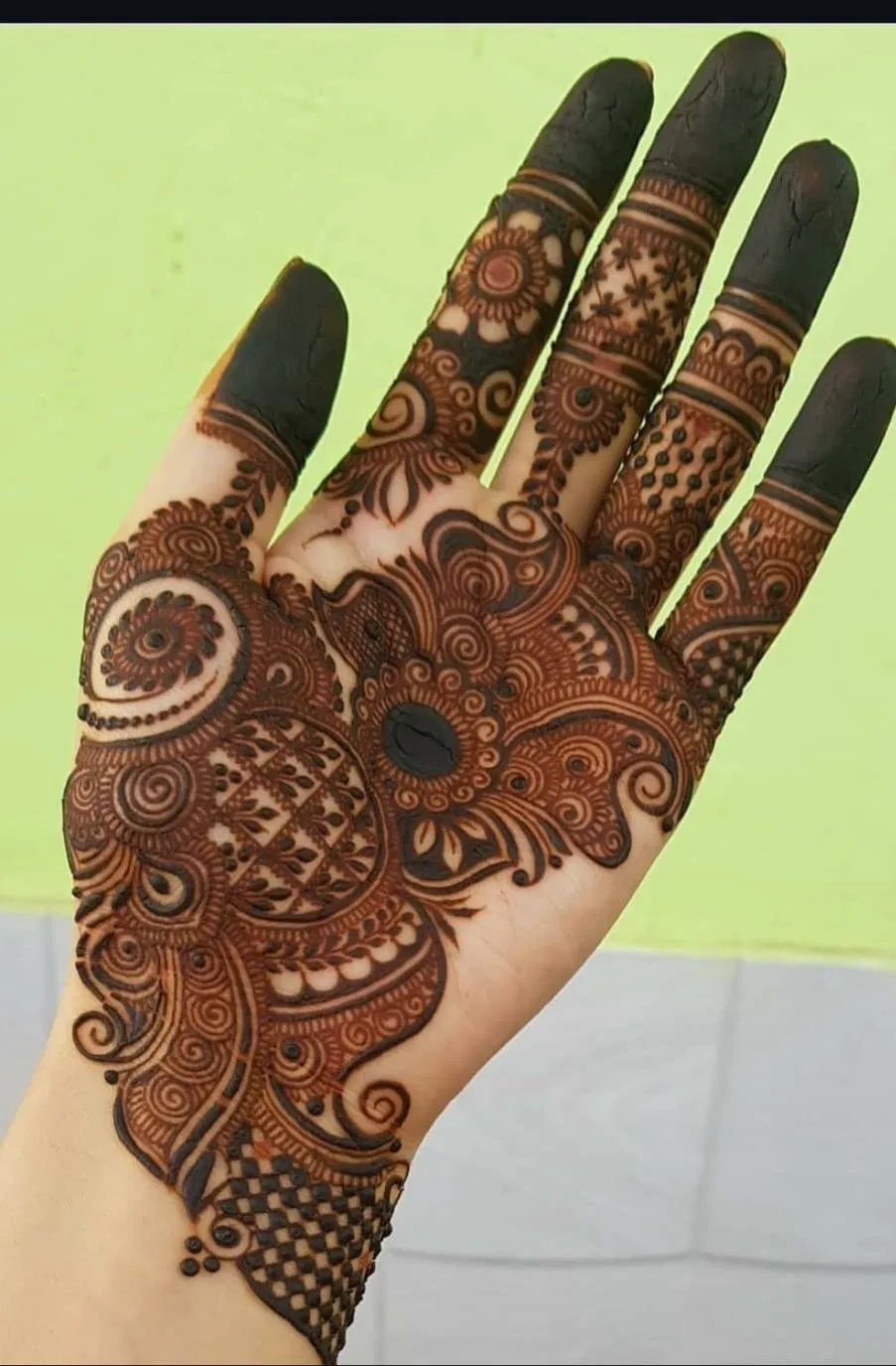 Arabic Bridal Finger Mehndi Design for Sawan