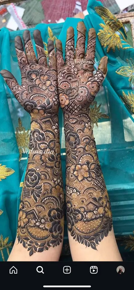 bridal dubai jaal back hand mehndi design