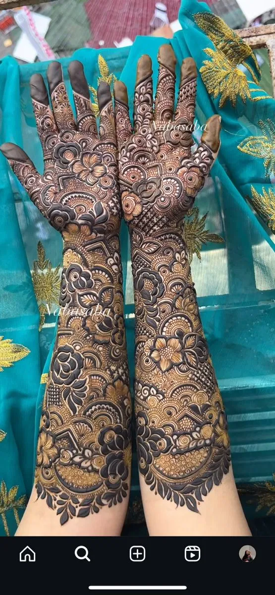 Bridal Dubai Back Hand Mehndi Design with Jaal