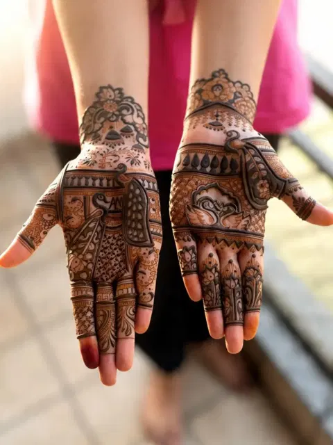 front hand mehndi design