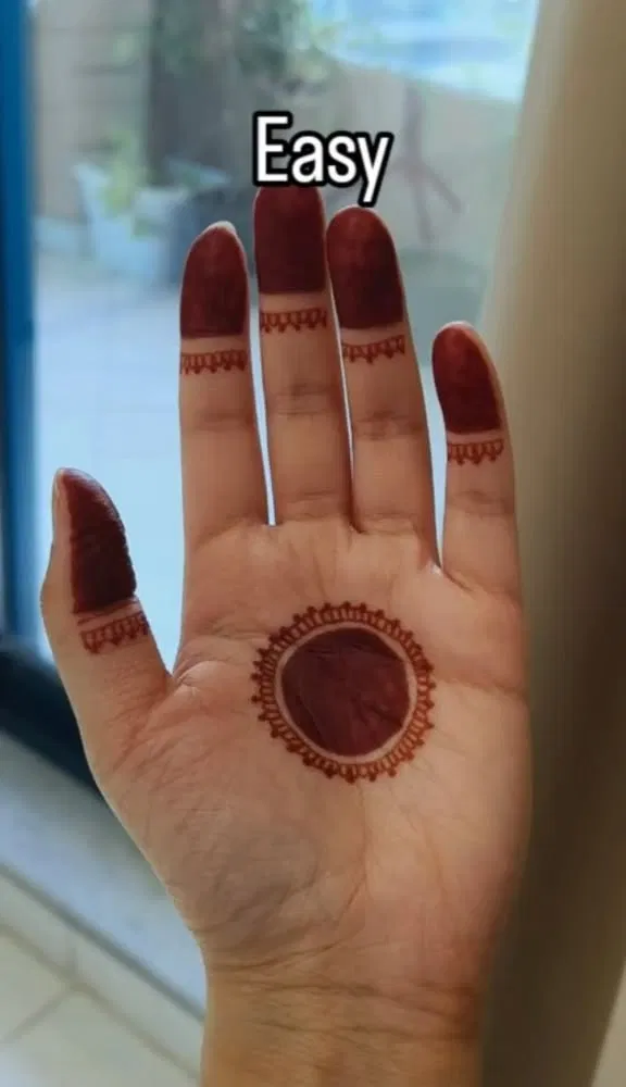 Simple Finger Mehndi Design with Gol Tikki (6)