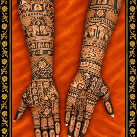 simple figure full hand mehndi design
