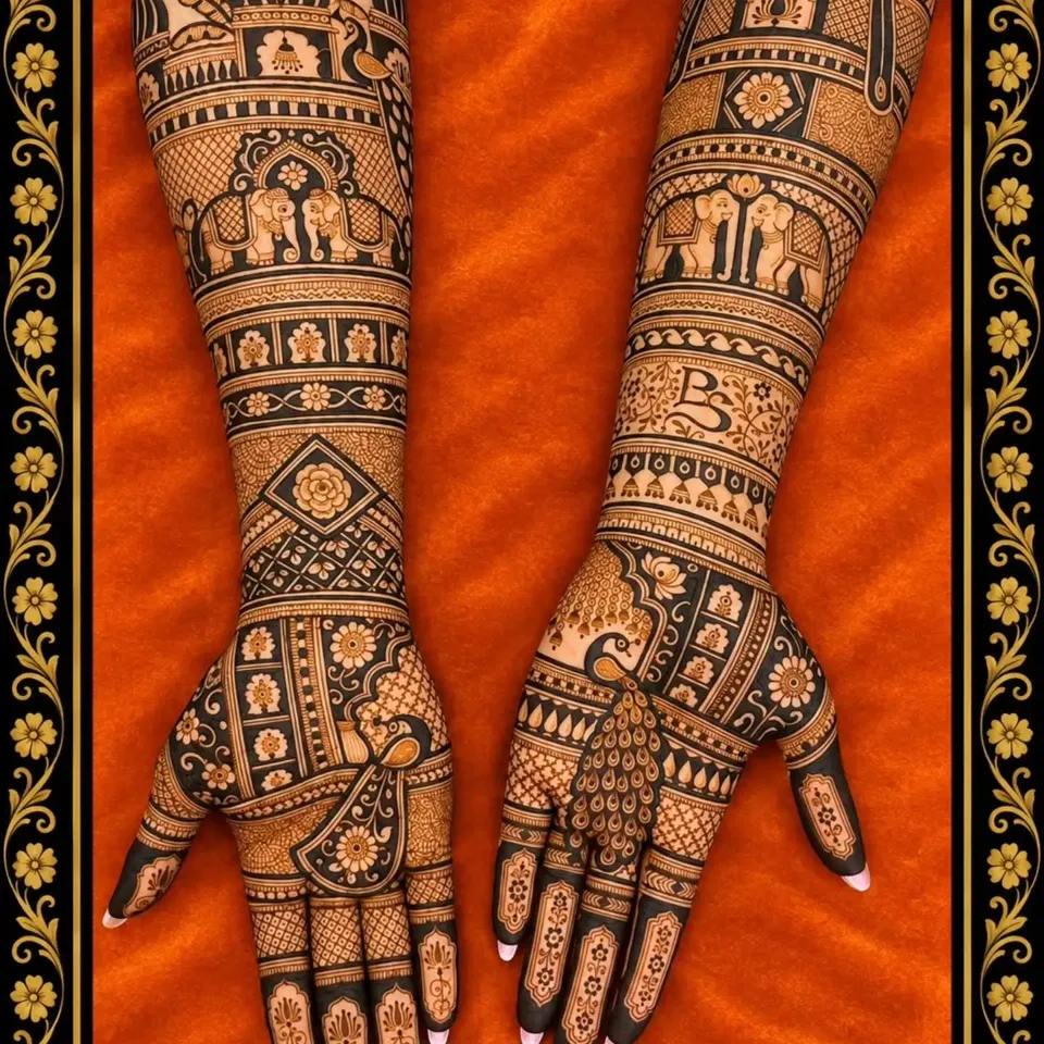 Simple Full Hand Mehndi Design with Figures