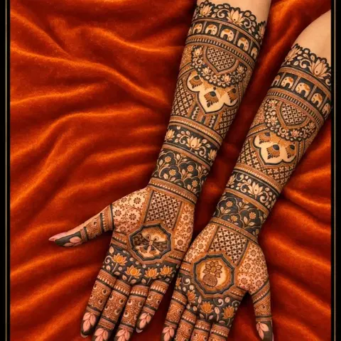 bridal figure front hand mehndi design
