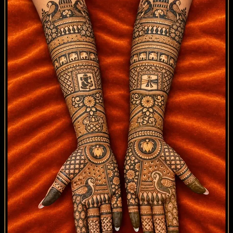 Full Hand Mehndi Design with Figures