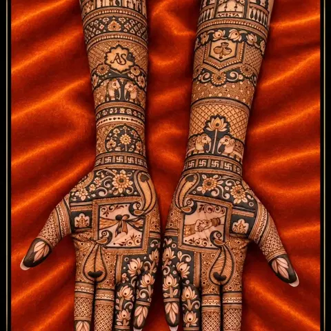 figure full hand mehndi design