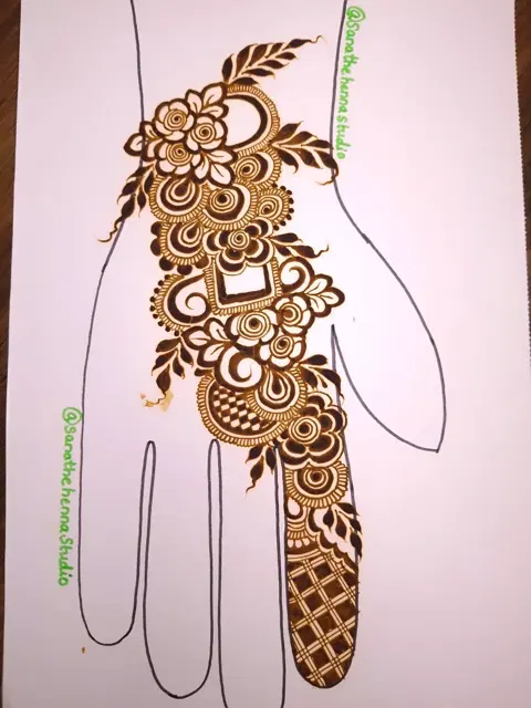 aesthetic arabic flower full hand mehndi design