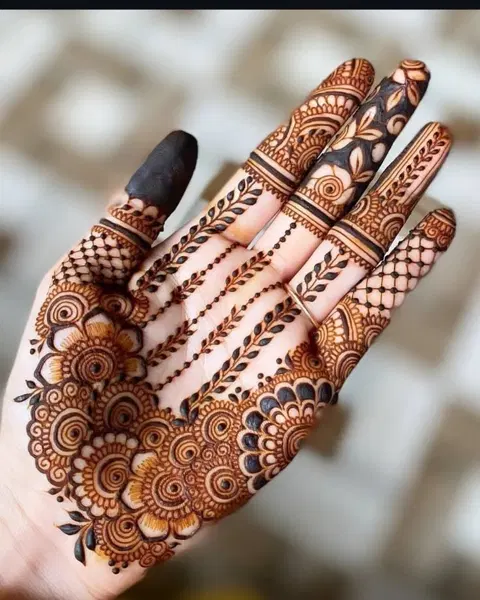aesthetic royal bel front hand mehndi design
