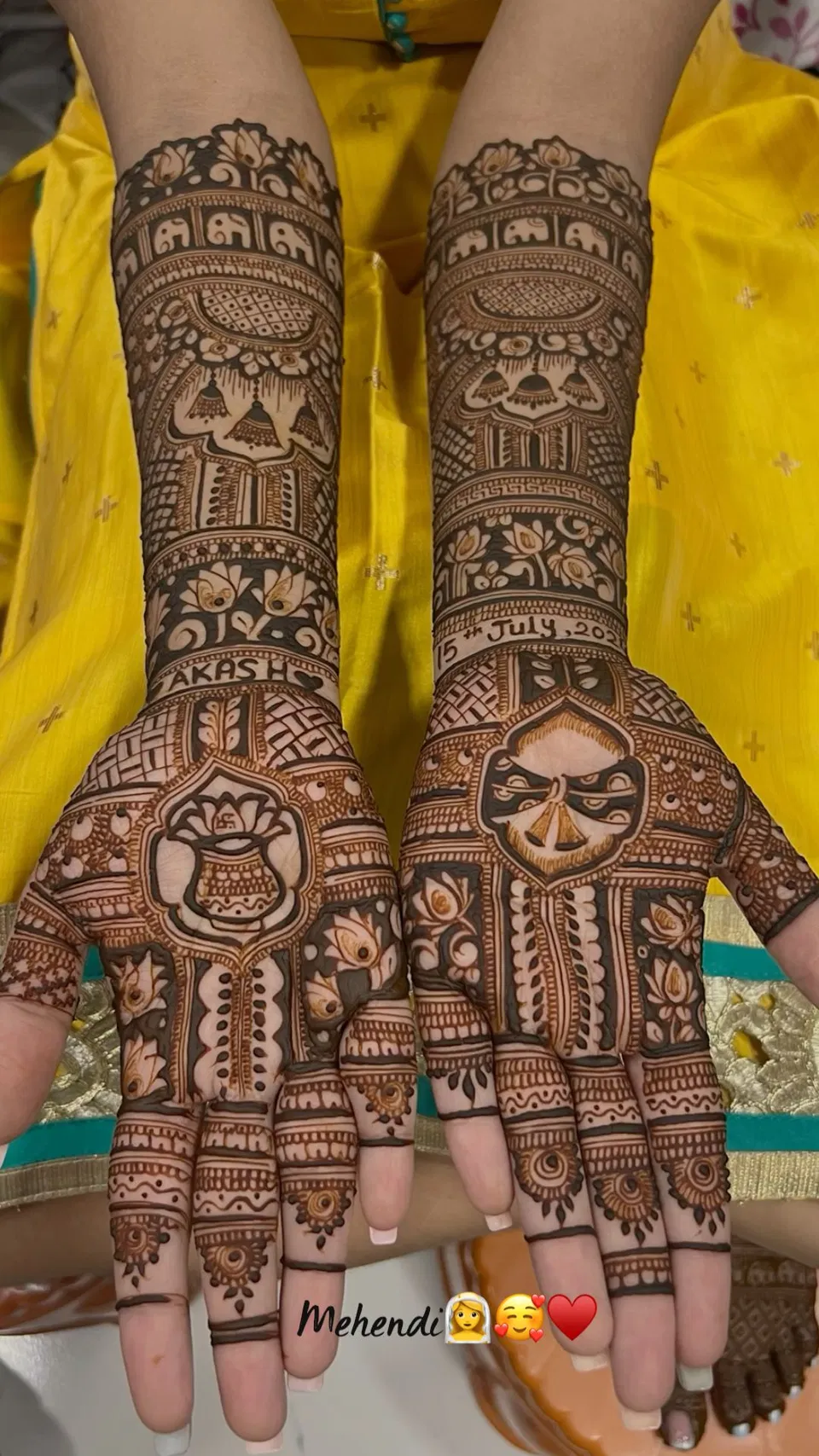 Bridal Full Hand Mehndi Design with Figures and Lotus (2)