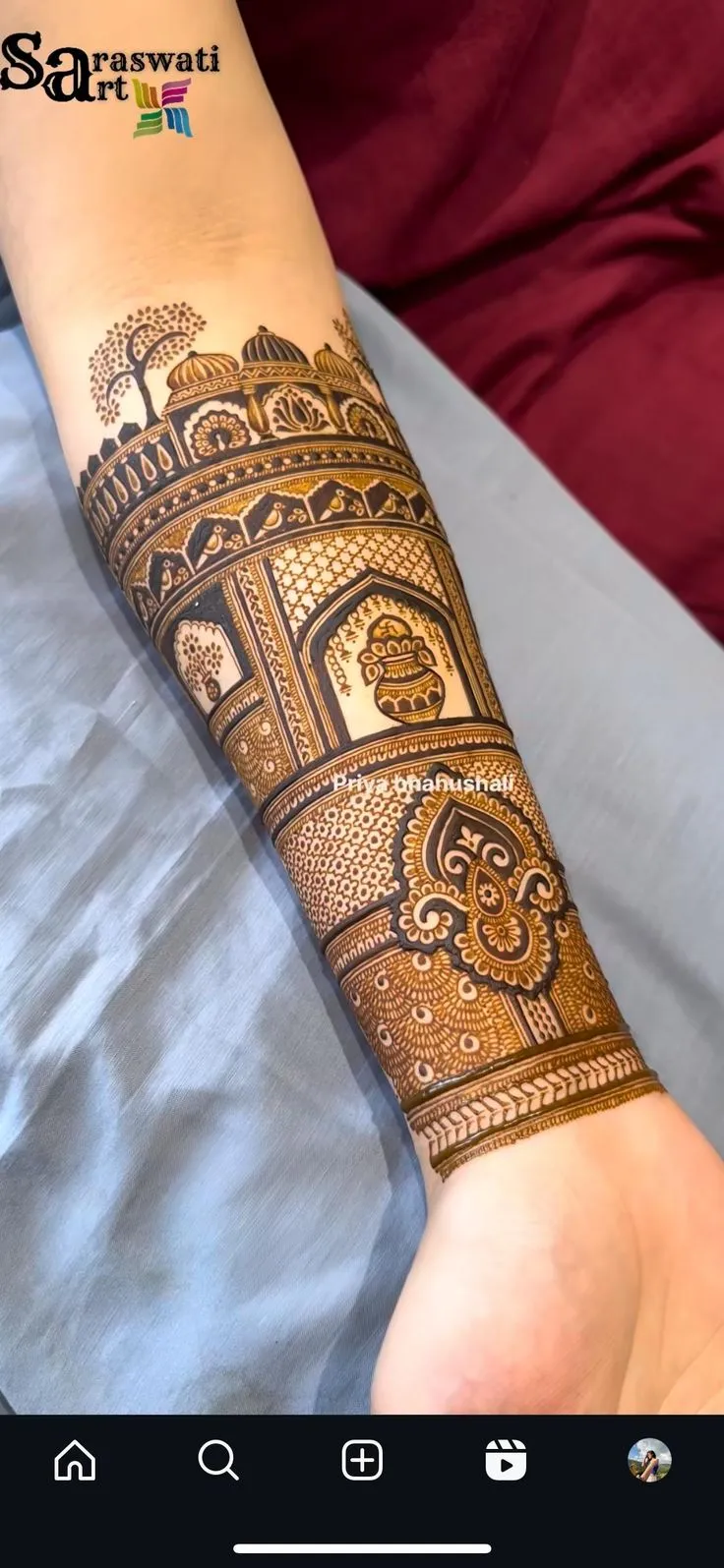 Bridal Indian Arm Mehndi Design for Teej