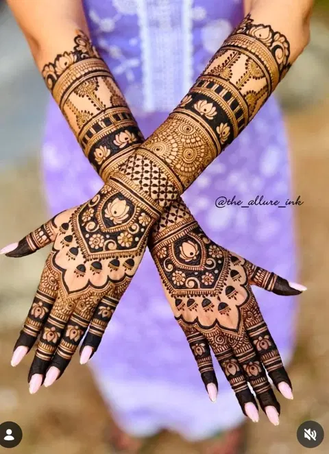 bridal stylish jaal full hand mehndi design
