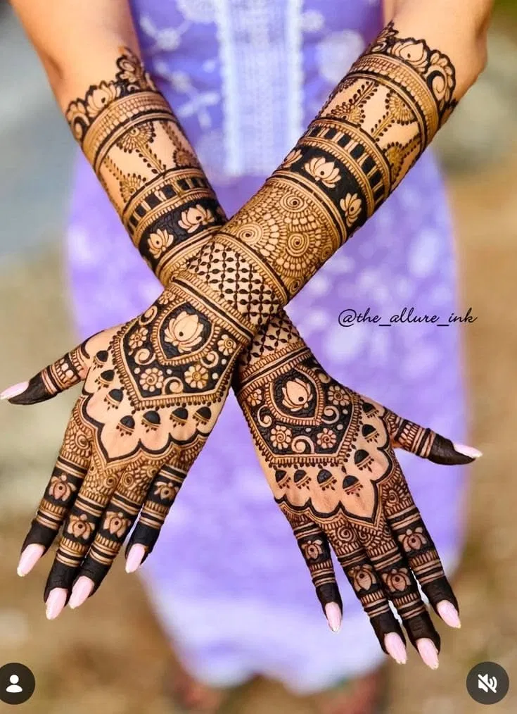 Bridal Stylish Full Hand Mehndi Design with Jaal for Engagement
