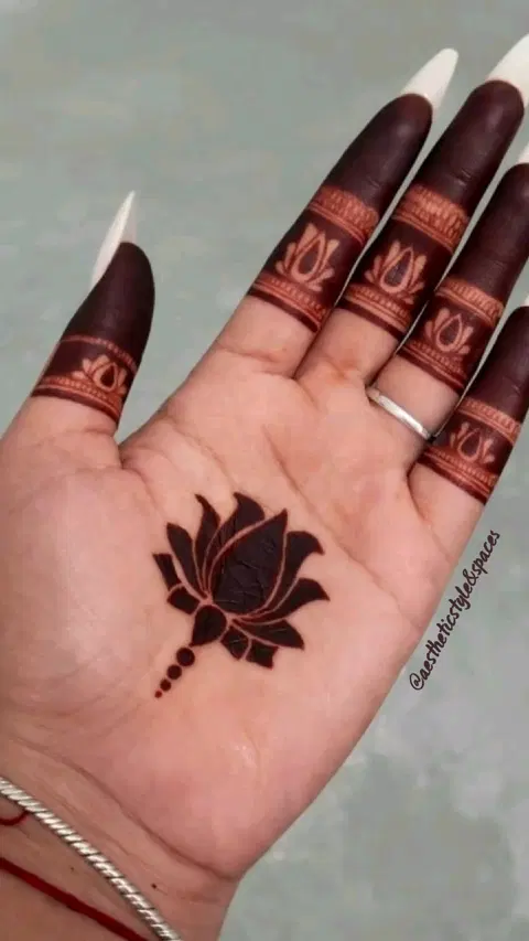minimal simple flower back hand mehndi design